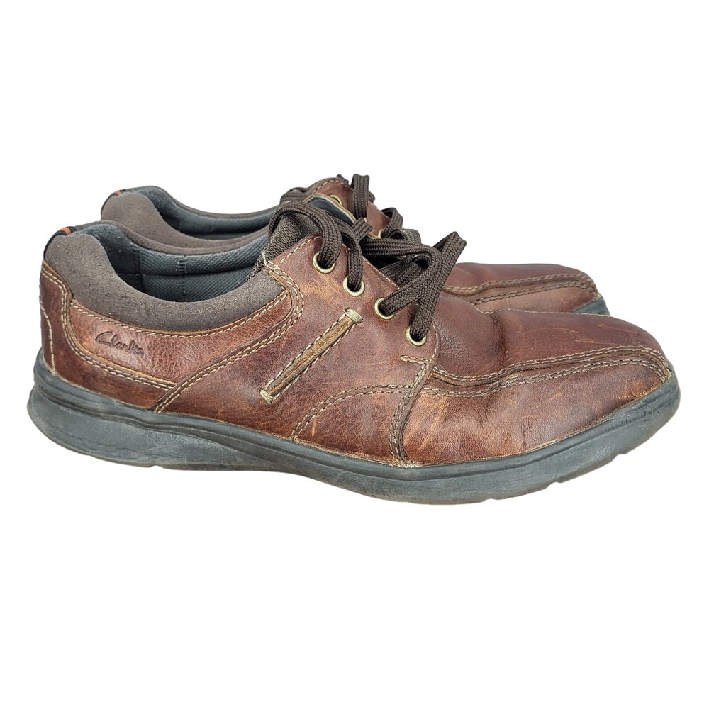 Clarks‎ Oxford Shoes Mens 9 M Brown Leather Bicycle Toe Cotrell Walk Casual